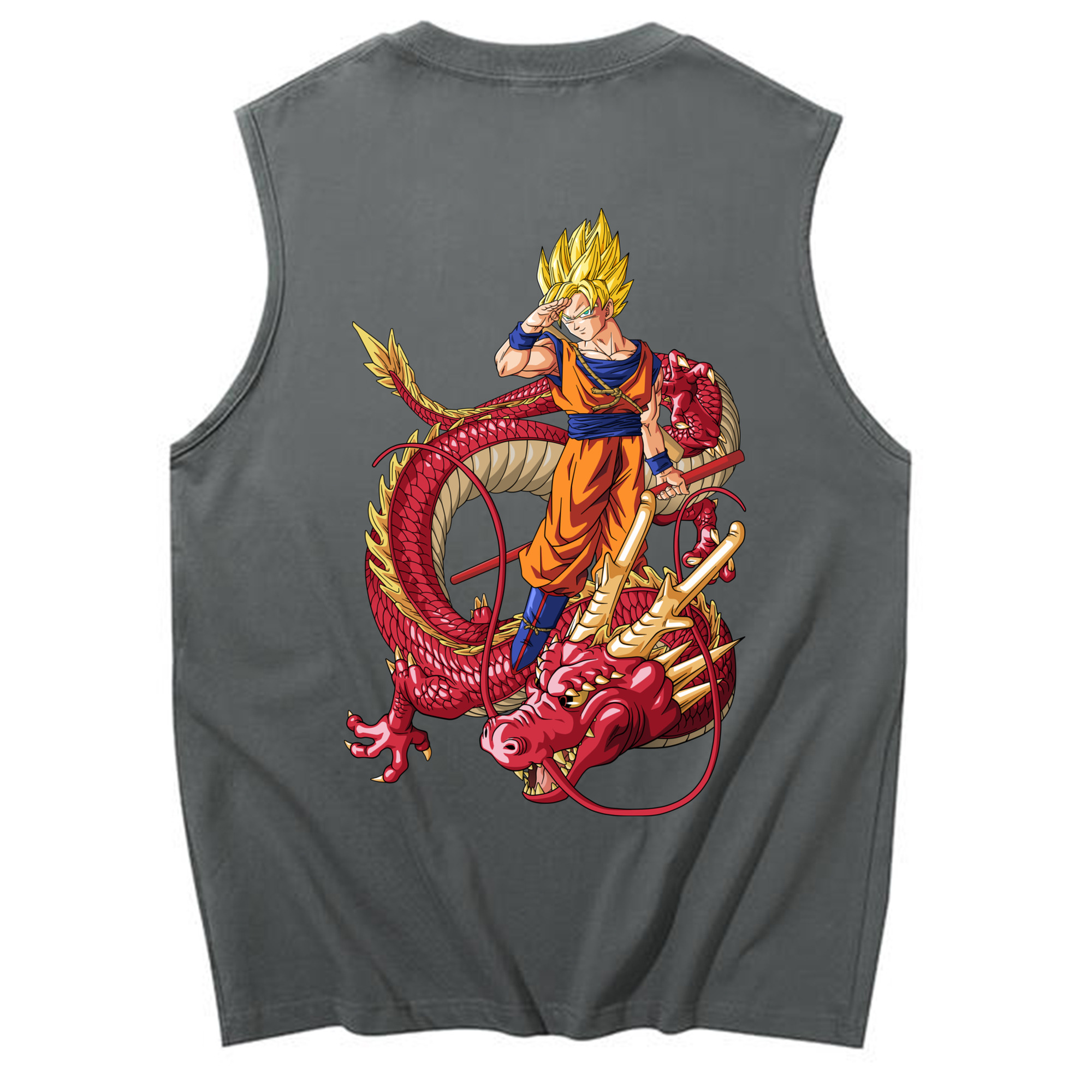 （画像用） ドラゴンボール 孫悟空（そん ごくう）Son Goku カカロット DRAGON BALL Kakarotto コットン100％タンクトップ（背面プリント）